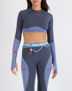 Off-White Blue Active Long-Sleeve Top and Leggings Sport Set with Logo Size S/M