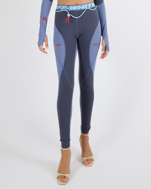 Off-White Blue Active Long-Sleeve Top and Leggings Sport Set with Logo Size S/M