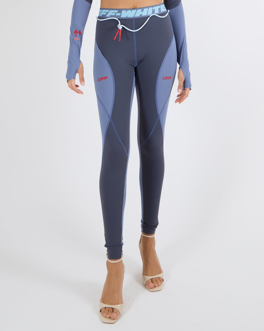 Off-White Blue Active Long-Sleeve Top and Leggings Sport Set with Logo Size S/M