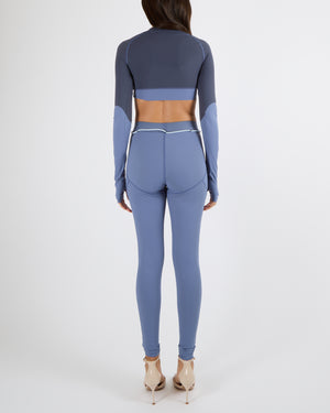 Off-White Blue Active Long-Sleeve Top and Leggings Sport Set with Logo Size S/M