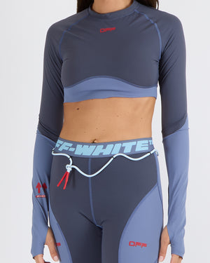 Off-White Blue Active Long-Sleeve Top and Leggings Sport Set with Logo Size S/M