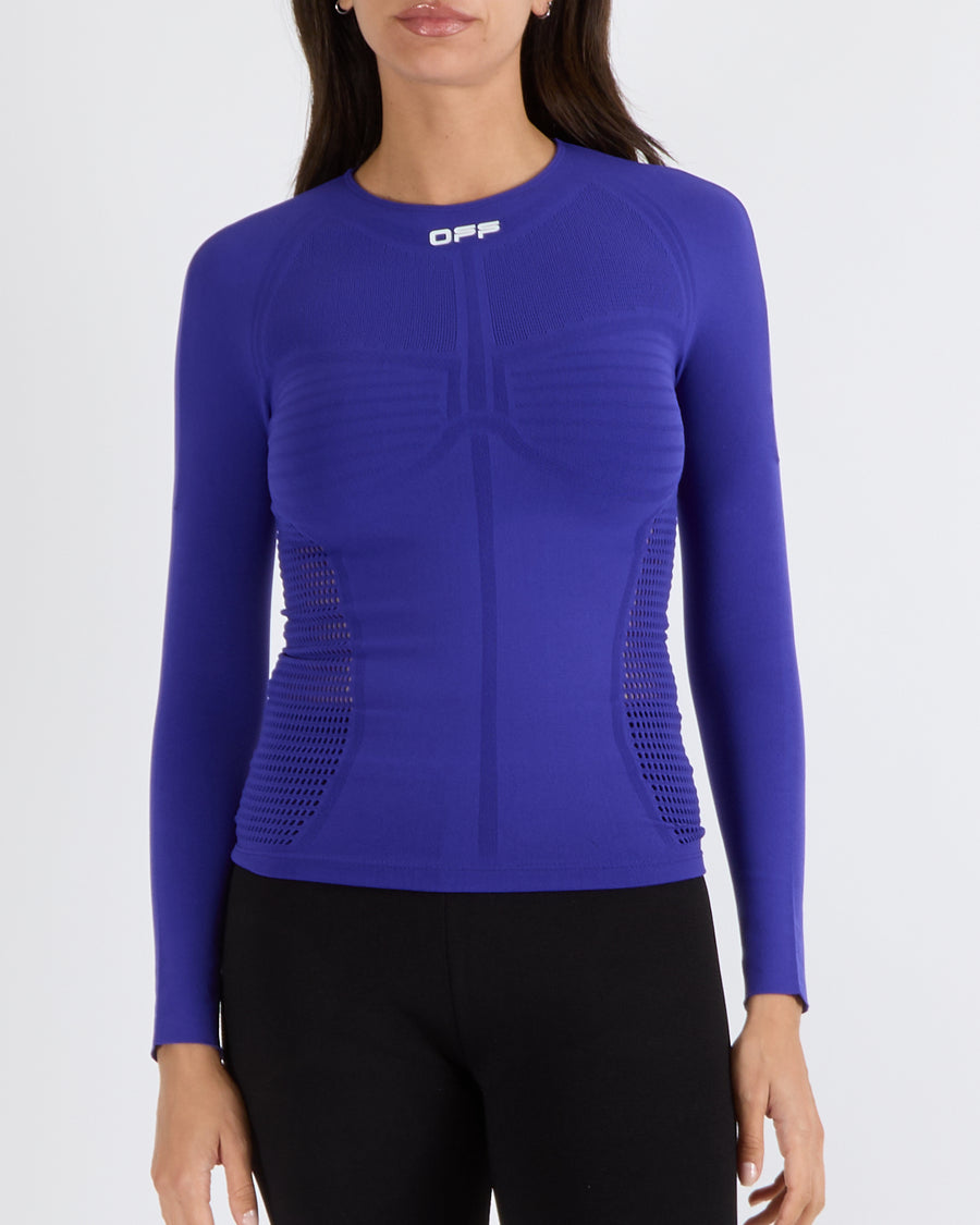 Off-White Active Purple Long-Sleeve Top with Logo Size S/M