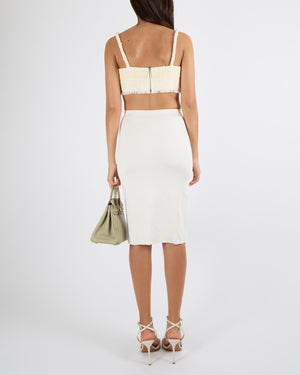 Saint Laurent White Knitted Midi Skirt Size FR 36 (UK 8)
