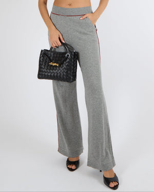 Loro Piana Grey Cashmere Trousers with Red Trim Detail Size IT 38 (UK 6)
