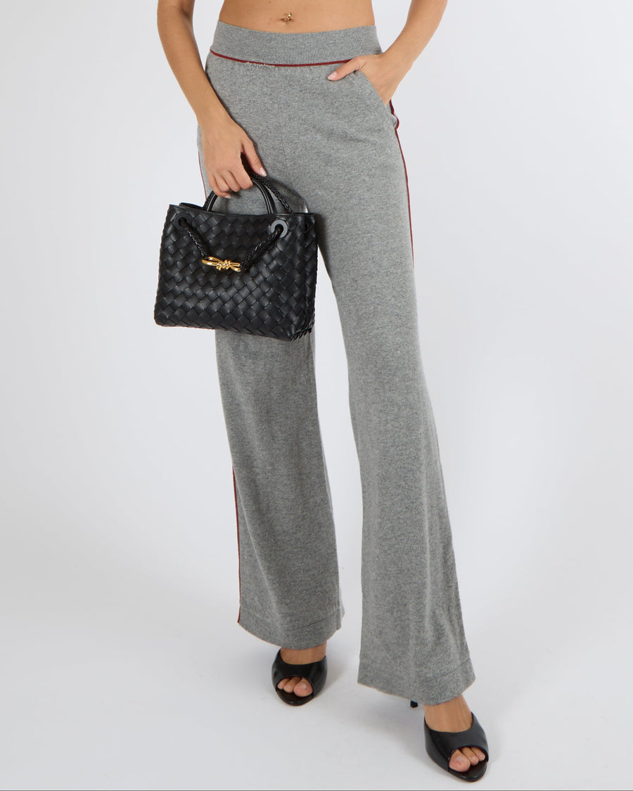 Loro Piana Grey Cashmere Trousers with Red Trim Detail Size IT 38 (UK 6)