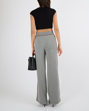 Loro Piana Grey Cashmere Trousers with Red Trim Detail Size IT 38 (UK 6)