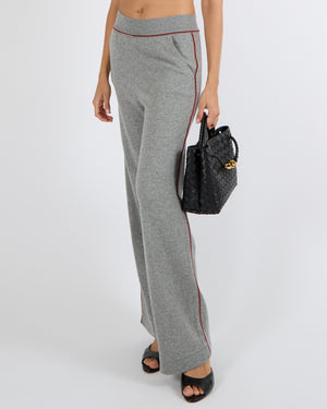 Loro Piana Grey Cashmere Trousers with Red Trim Detail Size IT 38 (UK 6)