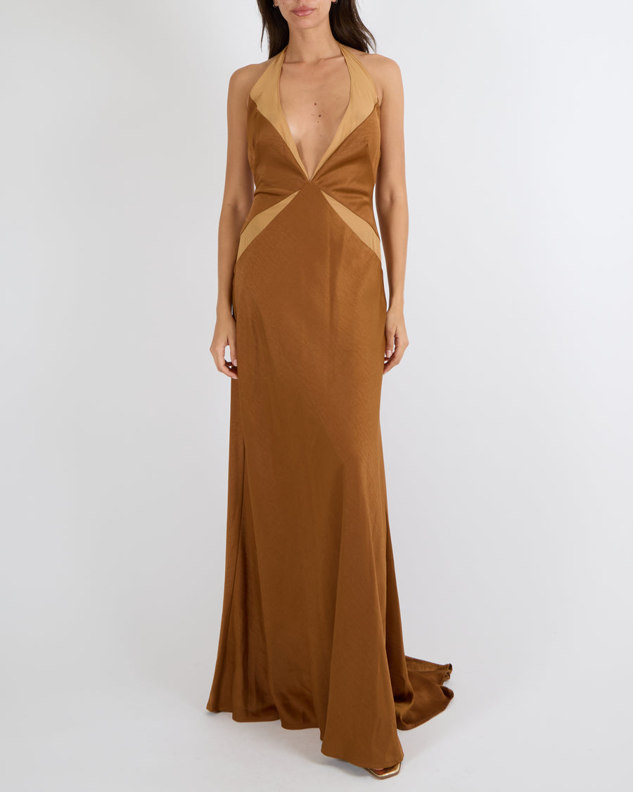 Arcina Ori Brown Toffee Devora Maxi Dress Size XS (UK 6) – Sellier