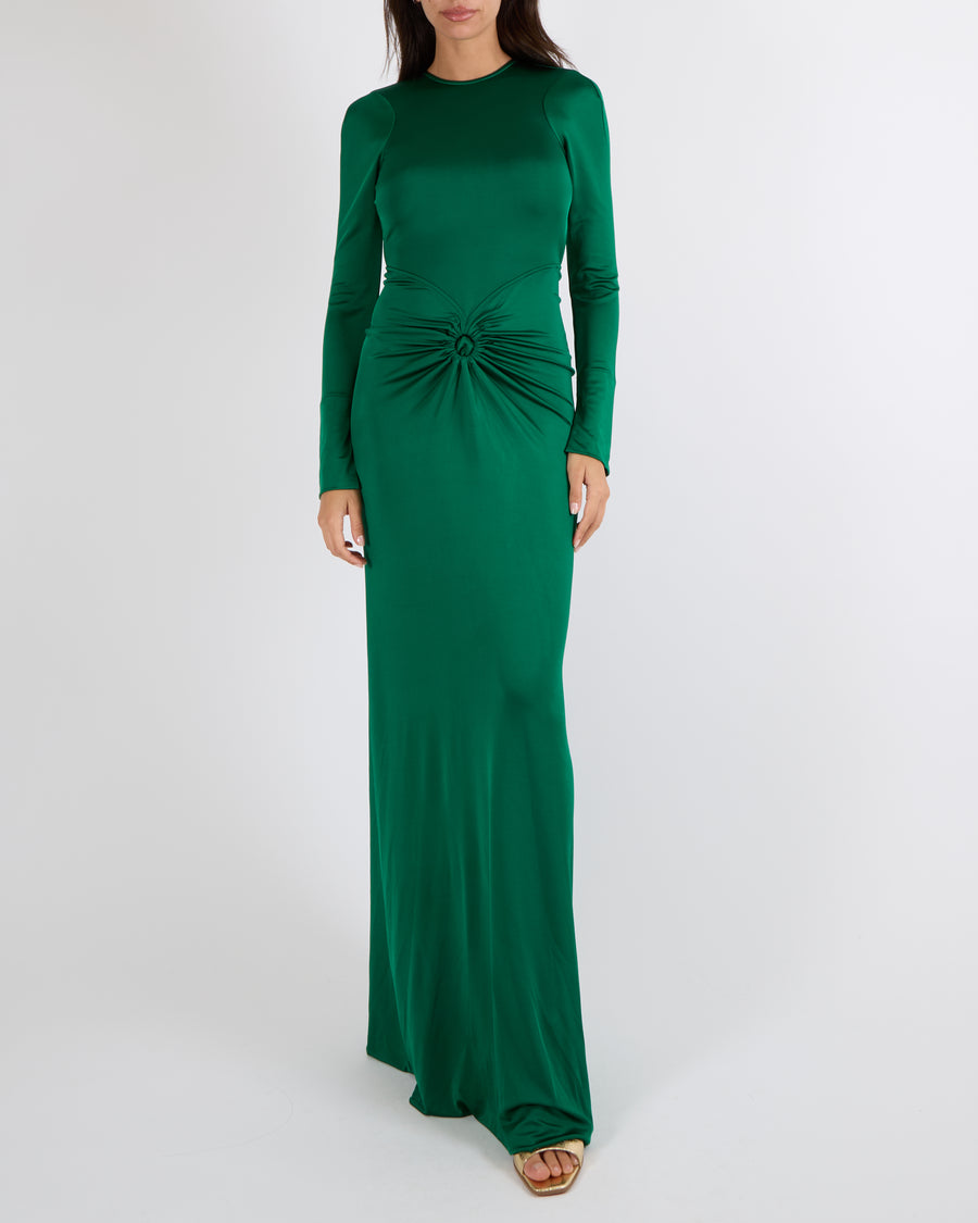 Victoria Beckham Green Gathered Gown Dress with Open-Back Size XS (UK –  Sellier