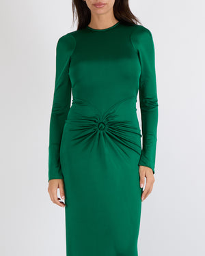 Victoria Beckham Resort 2024 Green Gathered Gown Dress with Open-Back Size XS (UK 6) RRP £1,200