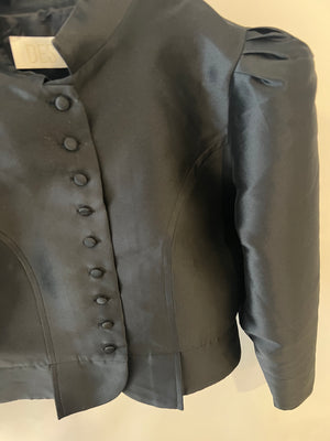 Destree Black SatinCropped Jacket with Puff Sleeves Size XS (UK 6) RRP £450