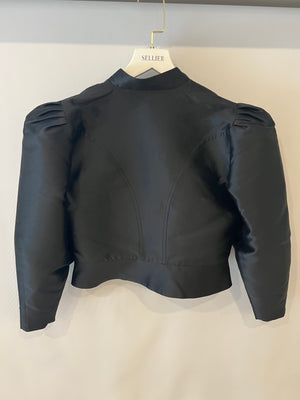 Destree Black SatinCropped Jacket with Puff Sleeves Size XS (UK 6) RRP £450