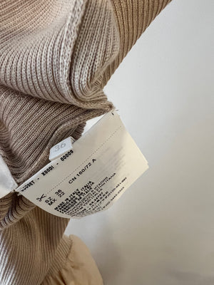 Prada Beige Knitted Silk Organza Midi Dress with Logo Print Size IT 36 (UK 4)
