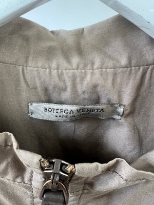 Bottega Veneta Brown Intrecciato Zip Jacket with Ruched Waist and Pocket Detail IT 44 (UK 12)