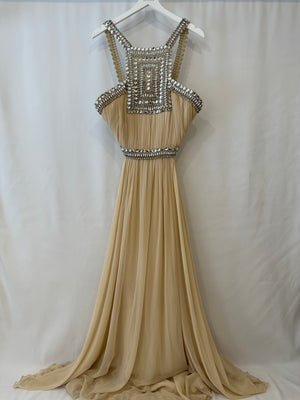 Naeem Khan Beige Silk Gown with Crystal Embellishments Size US 6 (UK 10) RRP £4,950