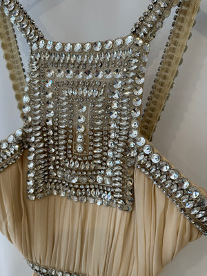 Naeem Khan Beige Silk Gown with Crystal Embellishments Size US 6 (UK 10) RRP £4,950