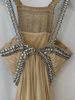 Naeem Khan Beige Silk Gown with Crystal Embellishments Size US 6 (UK 10) RRP £4,950