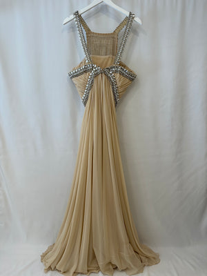 Naeem Khan Beige Silk Gown with Crystal Embellishments Size US 6 (UK 10) RRP £4,950