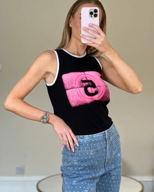 Chanel Black and Pink No5 Tank Top Size FR 34 (UK 6)