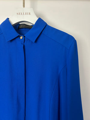 Versace Electric Blue Shirt Dress with Jellyfish Buckle Leather Belt Size IT 42 (UK 10)