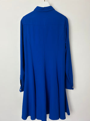 Versace Electric Blue Shirt Dress with Jellyfish Buckle Leather Belt Size IT 42 (UK 10)