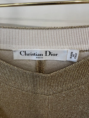 Christian Dior Gold Shimmery Straight-Leg Trouser Size FR 36 (UK 8)
