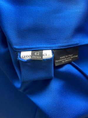 Versace Electric Blue Shirt Dress with Jellyfish Buckle Leather Belt Size IT 42 (UK 10)