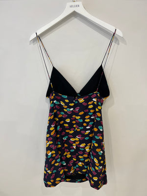 Saint Laurent Black Lip-Print Silk Mini Dress Size FR 36 (UK 8)