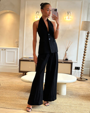 A.L.C Black Tailored Waistcoat and Wide Leg Trouser Set Top Size US 0 (UK 4) Trousers Size US 2 (UK 6)