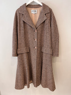 Chanel Dusty Pink Tweed Coat with CC Buttons Size FR 40 (UK 12)