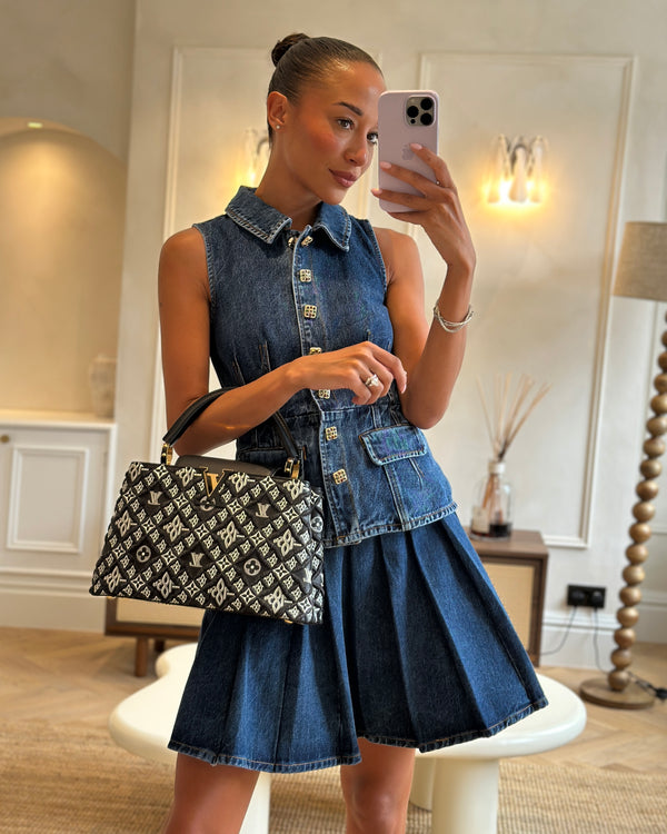 Louis Vuitton Limited Edition Since 1854 Monogram Capucines MM Bag in Black Calfskin and Embroideries with Gold Hardware