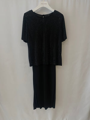 Gucci Black Embellished Short-Sleeved Long Dress Size S (UK 8)