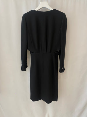 Chanel Black Silk and Wool Midi Dress with Bolero and Belt Detail Size FR 40 (UK 12)
