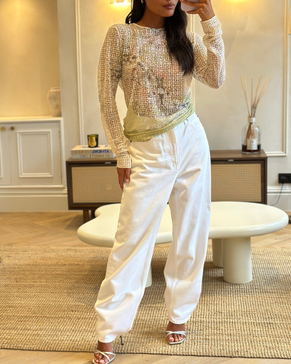 Celine White Wash Denim Straight Jeans Size 29 (UK 12)