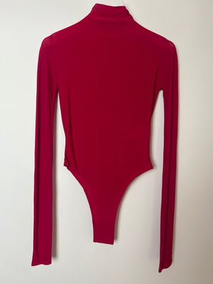 Alaïa Fuschia Turtleneck Jersey Long-Sleeve Bodysuit Size FR 34 (UK 6) RRP £810