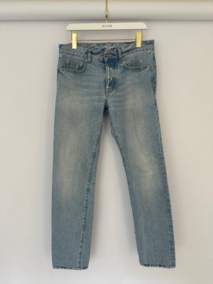 Saint Laurent Menswear Blue Stone Wash Straight Leg Jeans Size 30