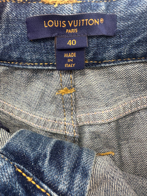 Louis Vuitton Monogram Patch Blue Denim Jeans Size FR 40 (UK 12)