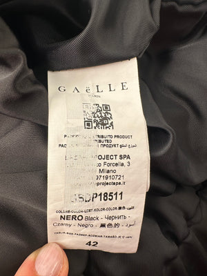 Gaëlle Paris Black Bomber Jacket with Raunched Sleeves and Crystal G Detail Size IT 42 (UK 10)