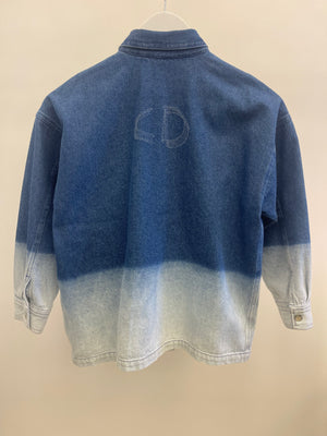 Christian Dior Kids Blue Ombré Denim Shirt Jacket with Silver Logo Buttons and Back Logo Size 10 years RRP £790