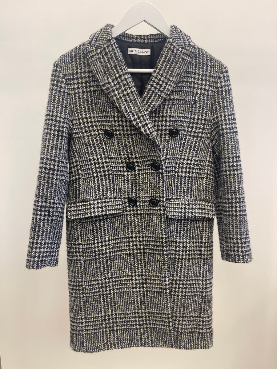 Dolce & Gabbana Kids Black and White Wool Houndstooth Coat Size 10 years RRP £850