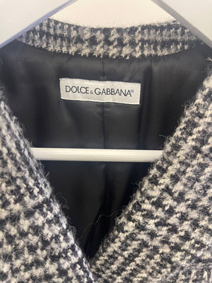 Dolce & Gabbana Kids Black and White Wool Houndstooth Coat Size 10 years RRP £850