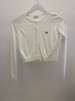 Dolce & Gabbana Kids White Cardigan with Gold DG Logo Size 8 years RRP £465