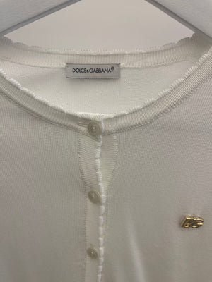 Dolce & Gabbana Kids White Cardigan with Gold DG Logo Size 8 years RRP £465