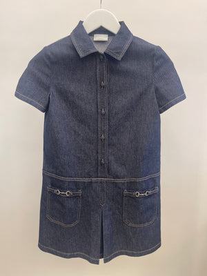 Gucci Kids Blue Denim Dress with Silver Horsebit Details Size 10 years RRP £645