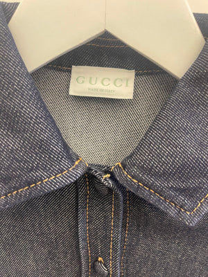 Gucci Kids Blue Denim Dress with Silver Horsebit Details Size 10 years RRP £645