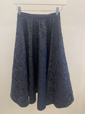 Christian Dior Kids Navy Satin Leopard Long Skirt with Logo Detail Size 8 years RRP £570