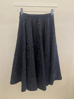 Christian Dior Kids Navy Satin Leopard Long Skirt with Logo Detail Size 8 years RRP £570