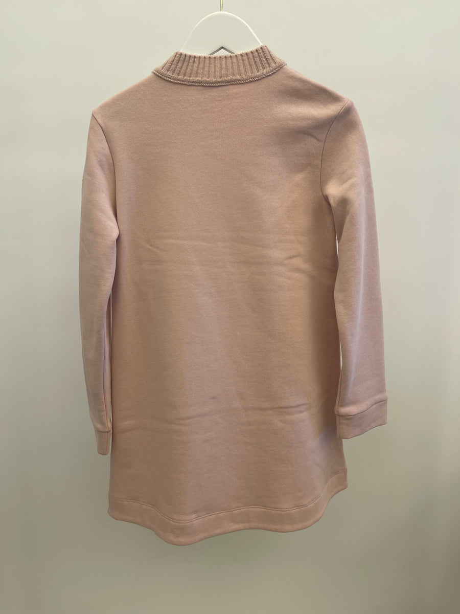 Moncler Kids Pink Sweater Dress with Gold Buttons and Logo Sleeve Detail Size 10 years RRP £300