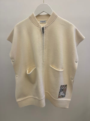 Burberry Kids Cream Zipped Cape with Logo Patch Detail Size M RRP £500
