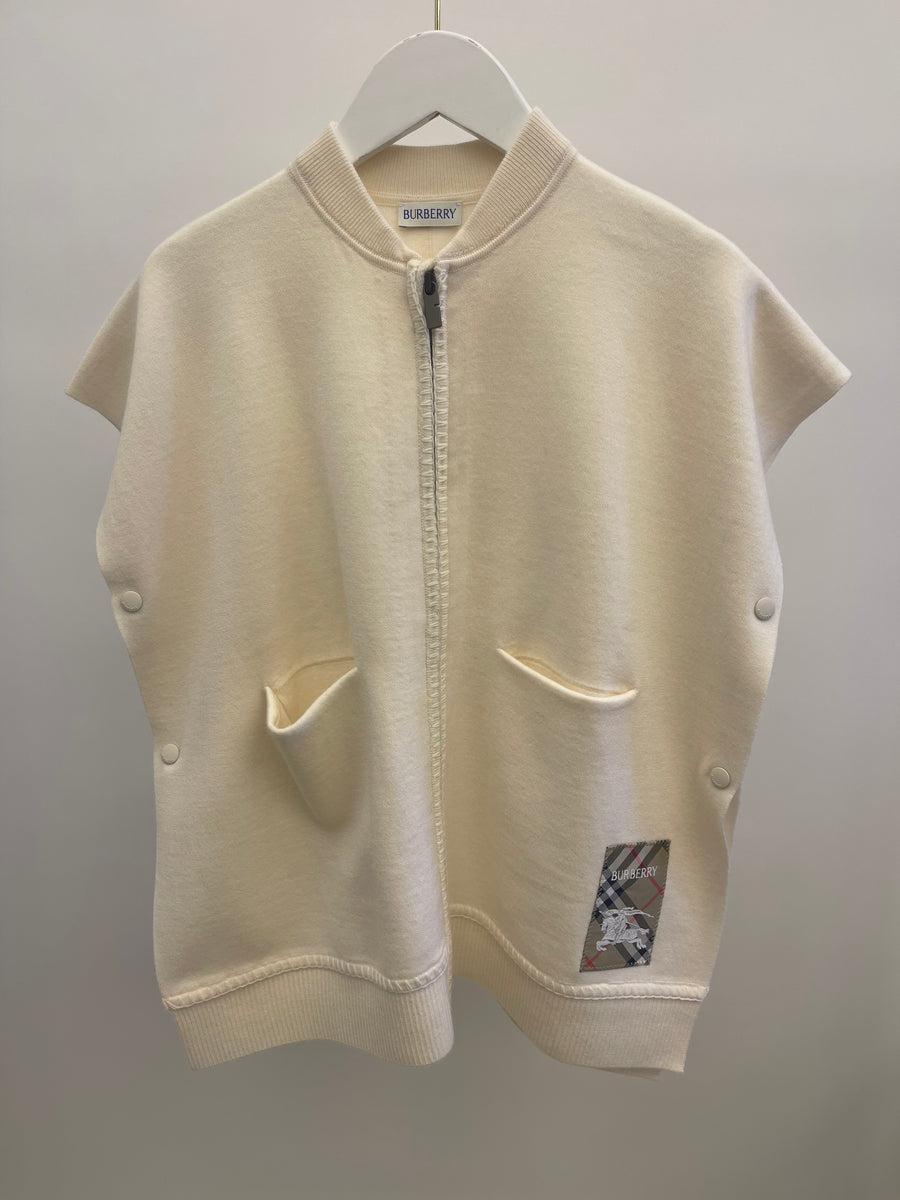 Burberry Kids Cream Zipped Cape with Logo Patch Detail Size M RRP £500